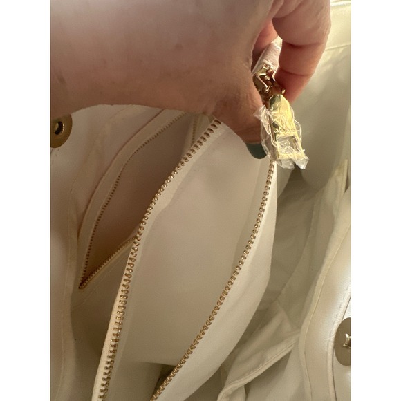 Bebe USA White Studded Chain Strap Shoulder Bag Tote Purse - Picture 12 of 12